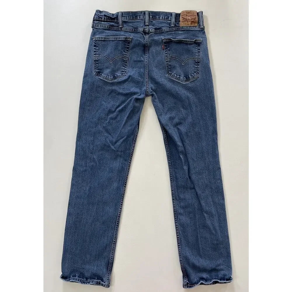 Men's Levi's 514 Blue Denim Jeans Slim Straight Leg Mid Rise 38x32